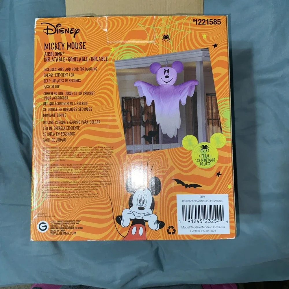 Gemmy Disney 4ft Airblown Inflatable Hanging Halloween Mickey Mouse as Ghost - Picture 2 of 2